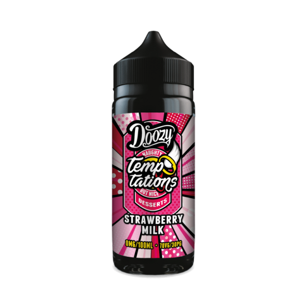 Doozy Vape Co Temptations | Strawberry Milk | 100ml Shortfill | 0mg